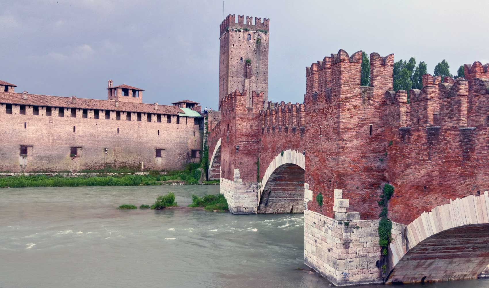 Die Brücke, Ponte Scaligero von Verona.